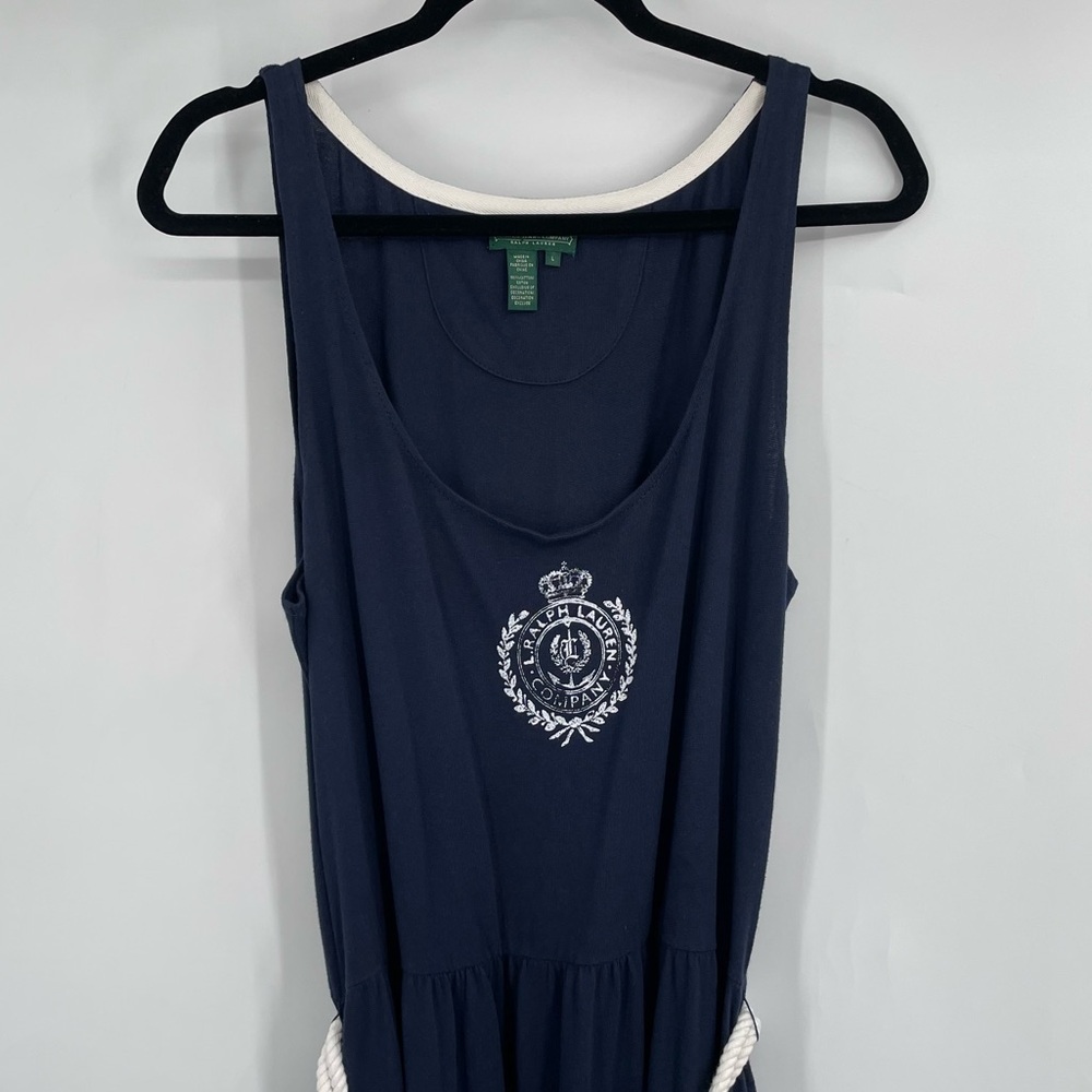 Ralph Lauren Navy and White Nautical Midi Dress - Picture 3 of 11